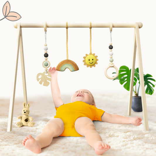 Wooden Baby Play Gym, Safe & Stimulating Activity that Encourage Early Developmental Milestones