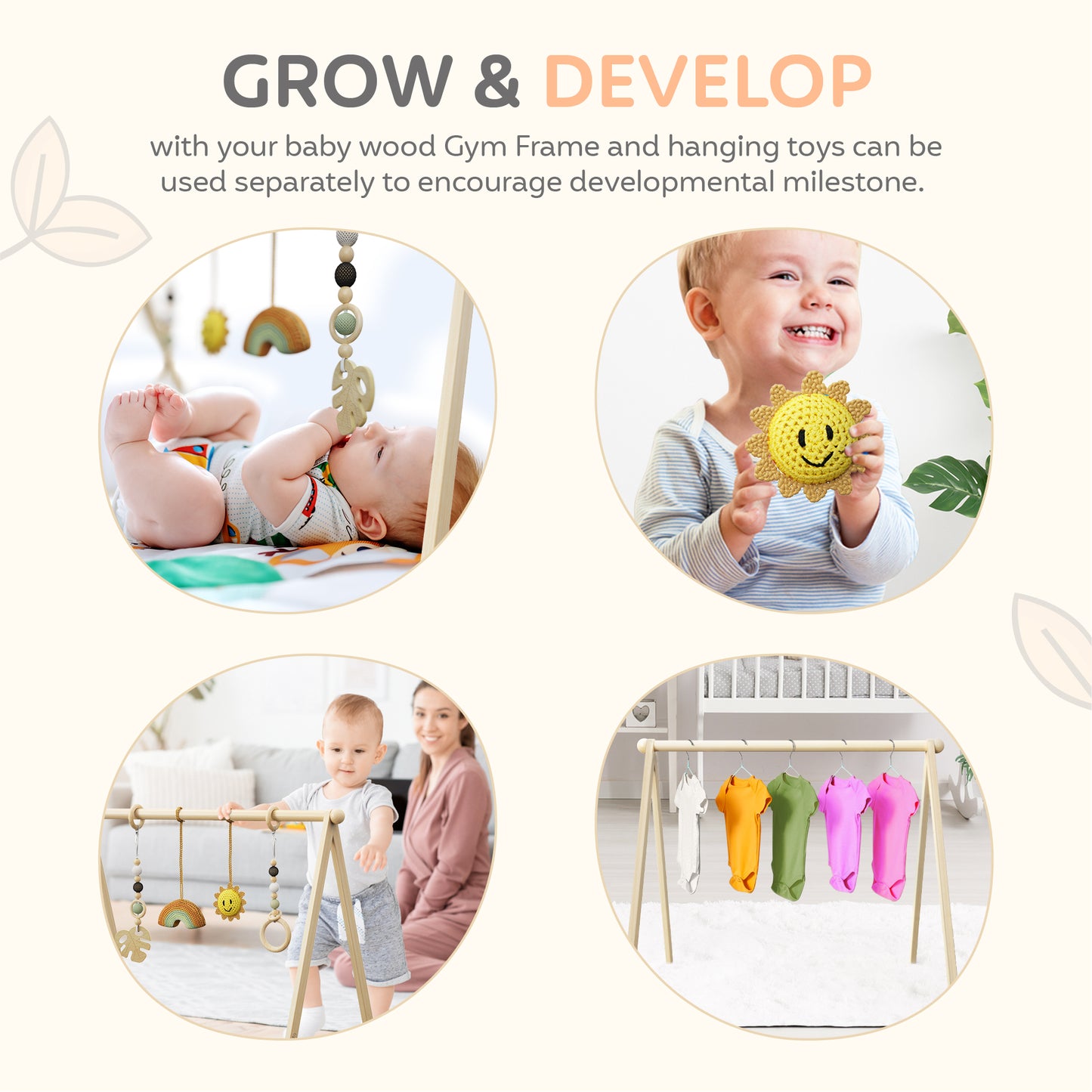 Wooden Baby Play Gym, Safe & Stimulating Activity that Encourage Early Developmental Milestones